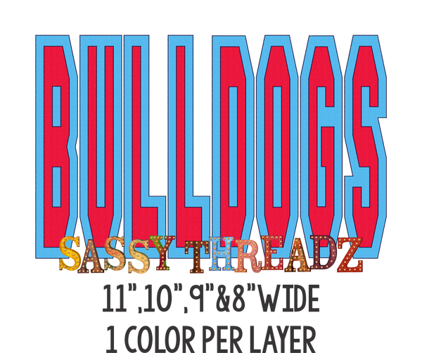 Bulldogs Bean Stitch Athletic Block Stacked Embroidery Download