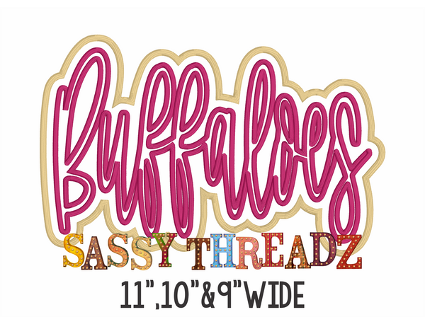 Buffaloes Satin Stitch Script Stacked Embroidery Download