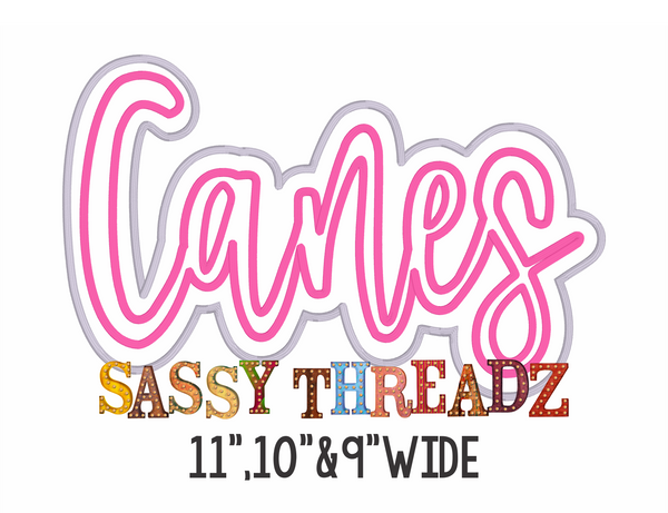 Canes Satin Stitch Script Stacked Embroidery Download