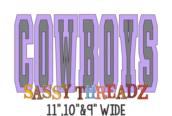 Cowboys Bean Stitch Athletic Stacked Embroidery Download - Sassy Threadz