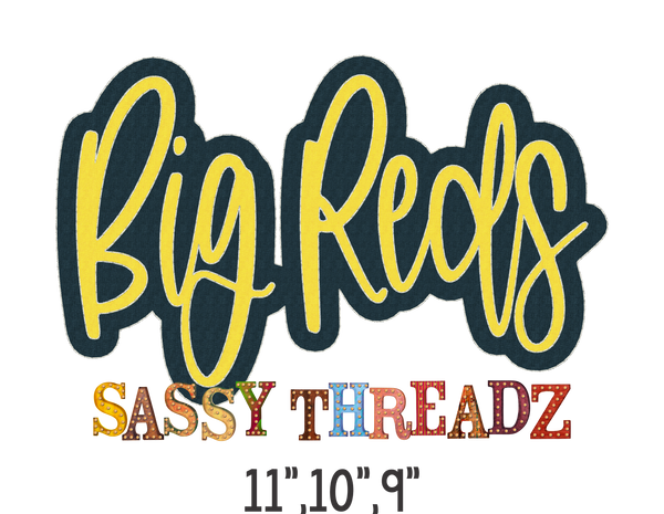 Big Reds Bean Stitch Script Stacked Embroidery Download - Sassy Threadz