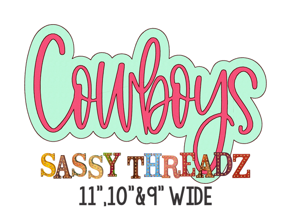 Cowboys Bean Stitch Script Stacked Embroidery Download - Sassy Threadz