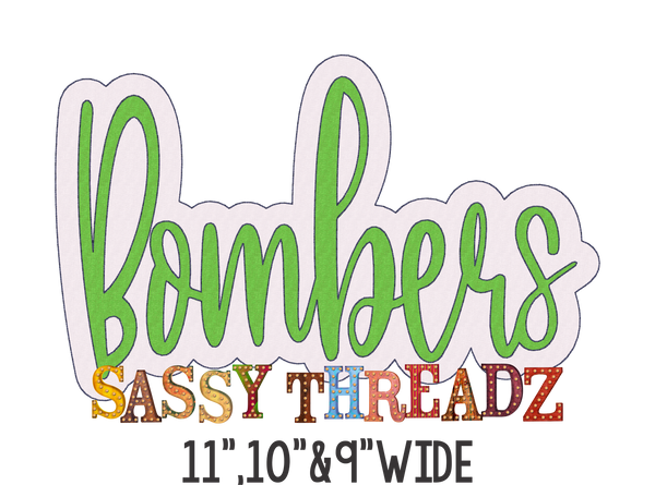 Bombers Bean Stitch Script Stacked Embroidery Download - Sassy Threadz