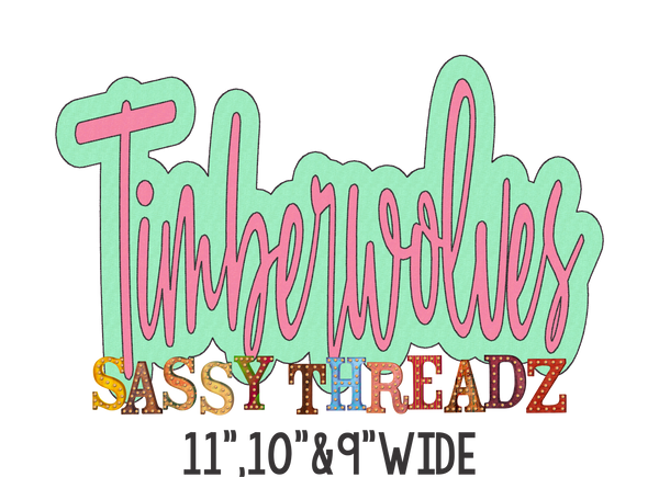 Timberwolves Bean Stitch Script Stacked Embroidery Download - Sassy Threadz