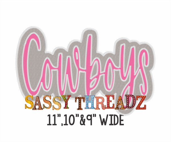 Cowboys Zig Zag Script Double Stacked Embroidery Download