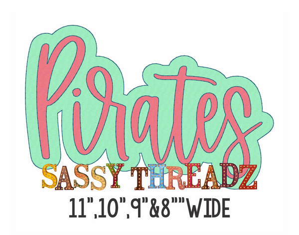 Pirates Bean Stitch Script Double Stacked Embroidery Download
