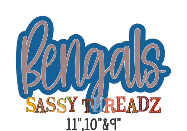 Bengals Bean Stitch Double Stacked Script Embroidery Download - Sassy Threadz