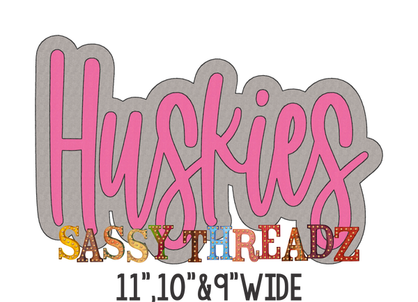 Huskies Bean Stitch Script Stacked Embroidery Download