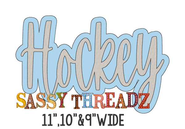 Hockey Bean Stitch Script Stacked Embroidery Download - Sassy Threadz