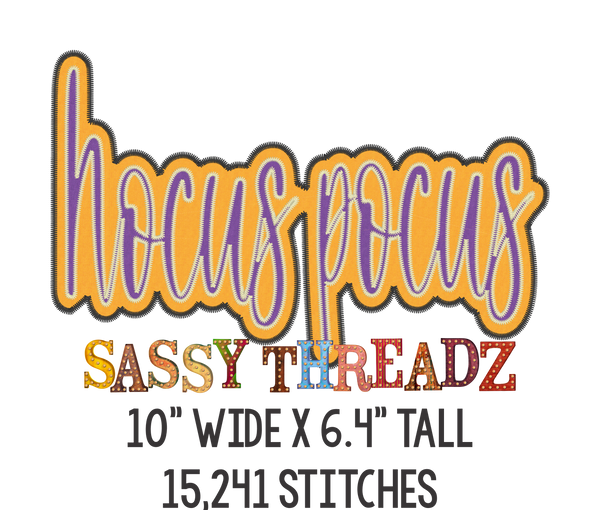 Hocus Pocus Zig Zag Script Stacked Embroidery Download - Sassy Threadz