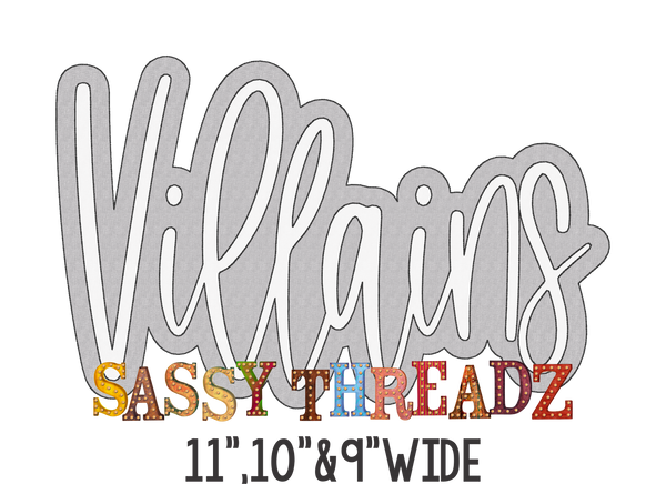 Villains Bean Stitch Script Stacked Embroidery Download