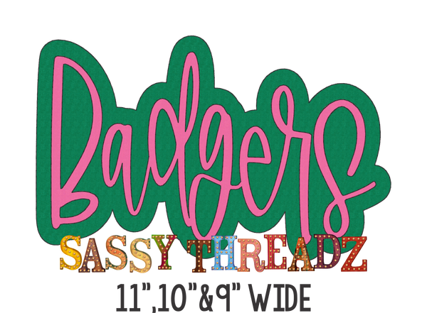 Badgers Bean Stitch Script Stacked Embroidery Download - Sassy Threadz