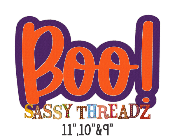 Boo Bean Stitch Script Stacked Embroidery Download - Sassy Threadz