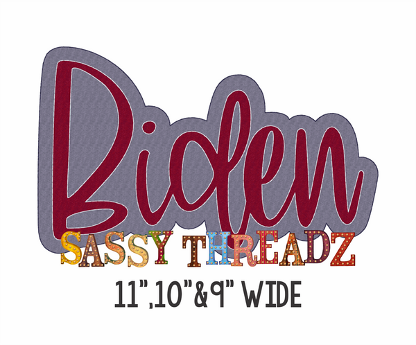 Biden Bean Stitch Script Double Stacked Embroidery Download