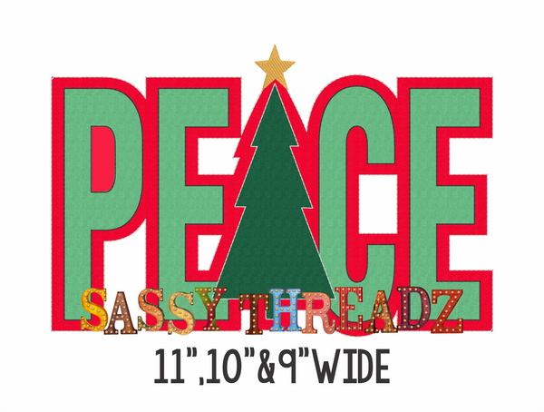 Christmas Tree Peace Bean Stitch Script Double Stacked Embroidery Download