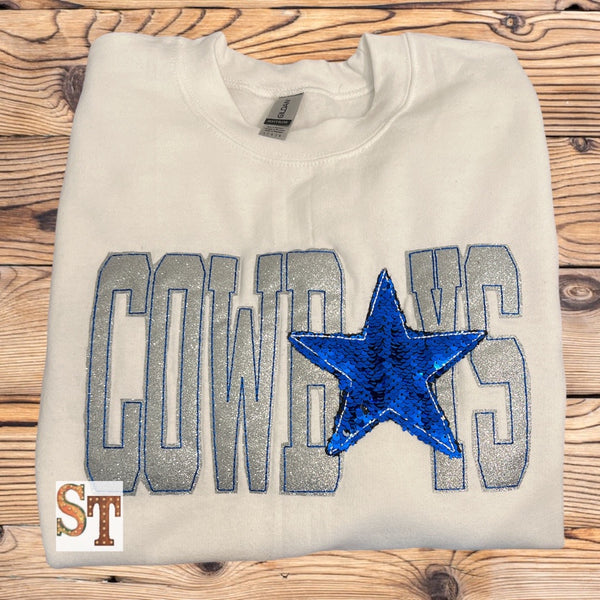 Cowboys Glitter and Sequin Sweatshirt