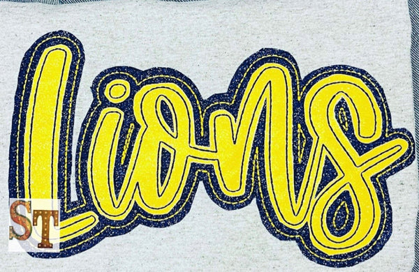 Lions Stacked Script Embroidery Download - Sassy Threadz