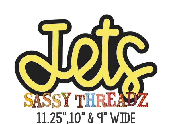 Jets Double Stacked Script Embroidery Download - Sassy Threadz