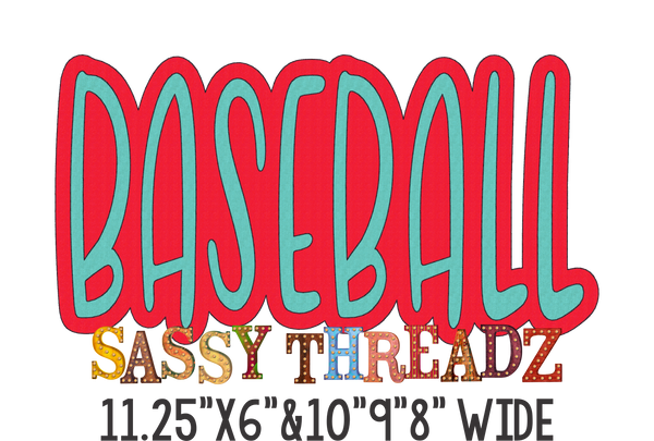 Baseball Double Stacked Embroidery Download - Sassy Threadz