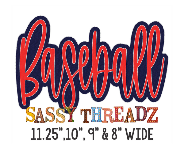Baseball Double Stacked Script Embroidery Download - Sassy Threadz
