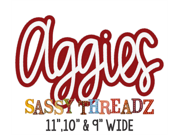 Aggies Script Stacked Embroidery Download - Sassy Threadz
