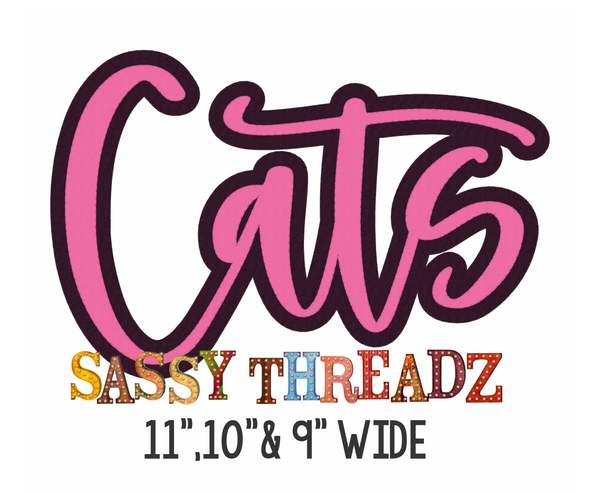 Cats Stacked Script Embroidery Download - Sassy Threadz