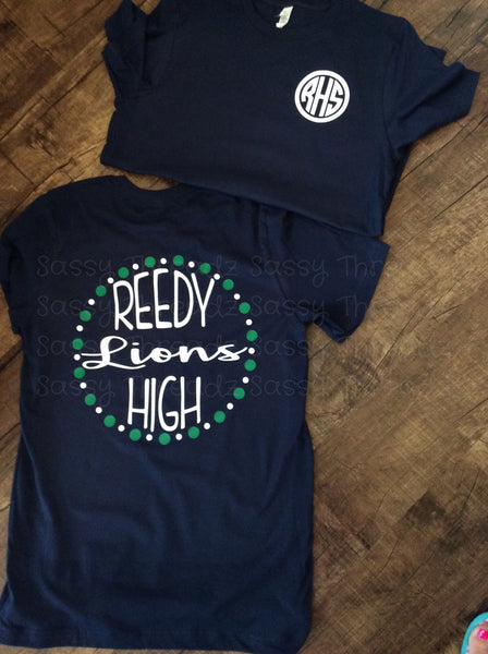 Navy Reedy High School Tee - Sassy Threadz