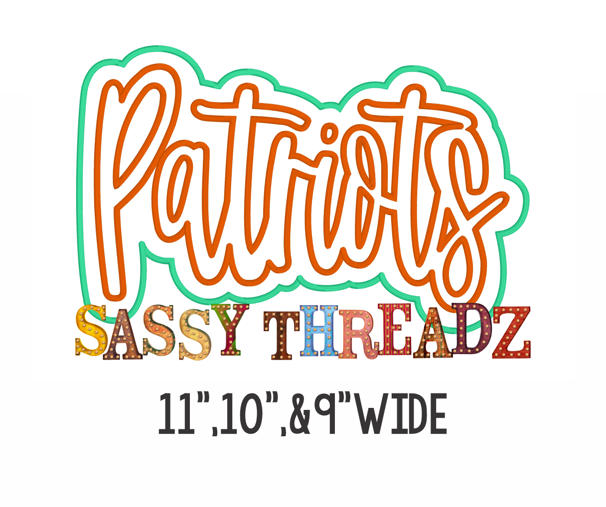 Satin Stitch Patriots Stacked Script Embroidery Download