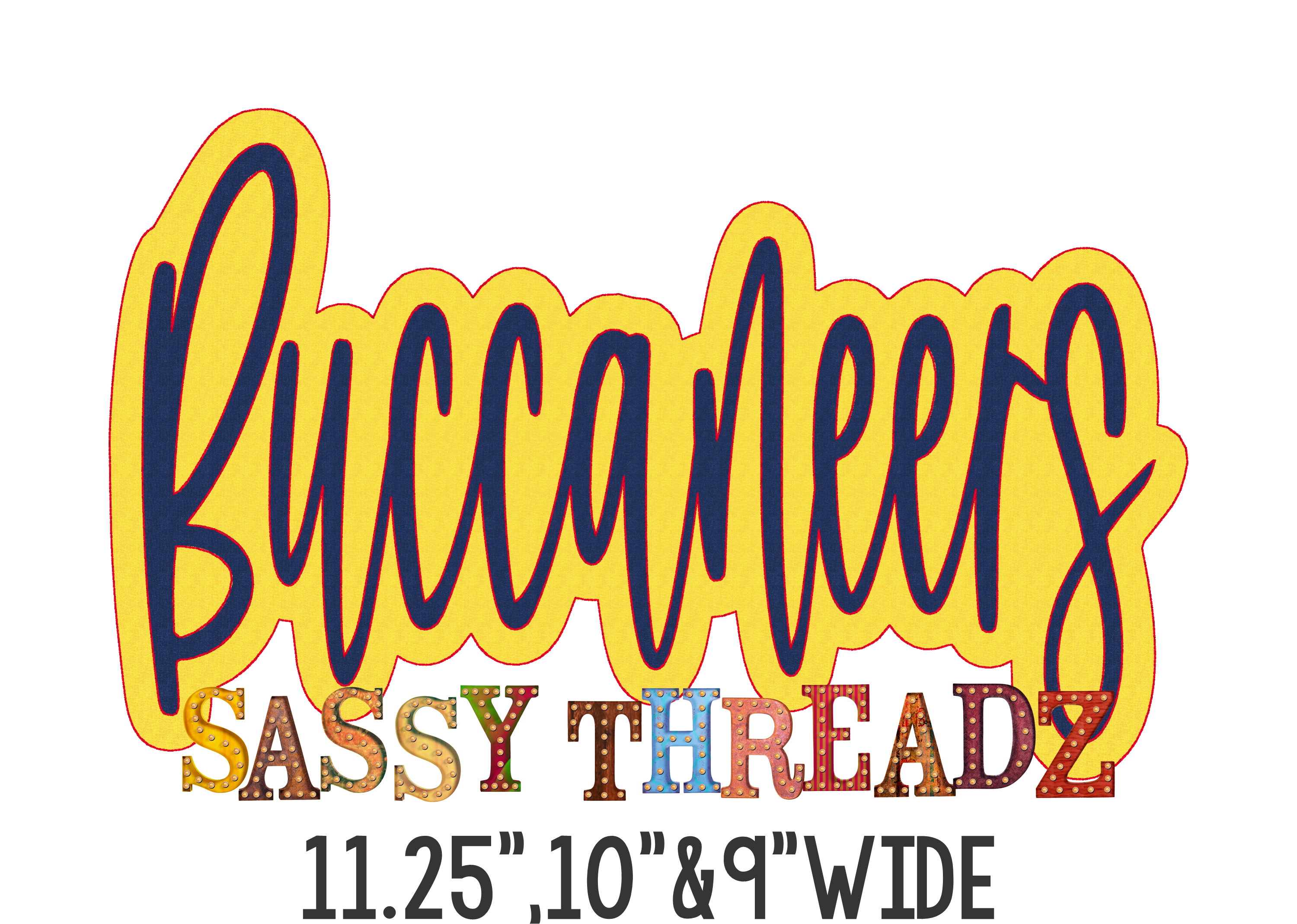 Buccaneers Bean Stitch Script Double Stacked Embroidery Download - Sassy Threadz