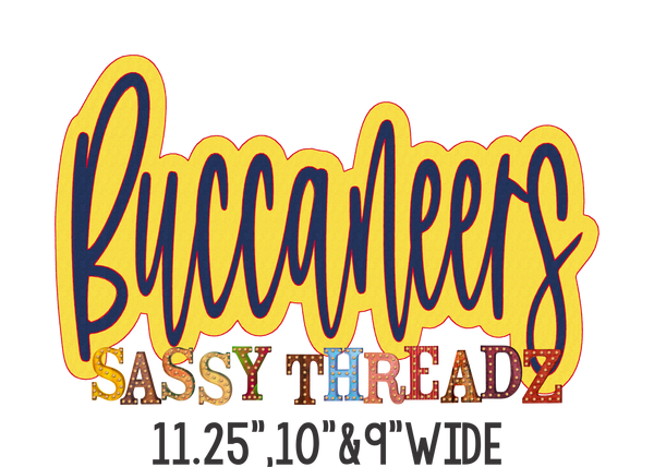 Buccaneers Bean Stitch Script Double Stacked Embroidery Download - Sassy Threadz