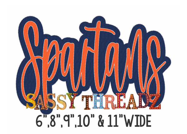 Spartans Bean Stitch Script Stacked Embroidery Download - Sassy Threadz