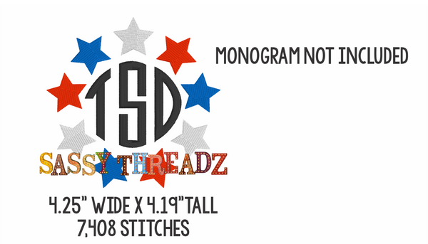 Star Monogram Circle Frame  Stitch Embroidery Download