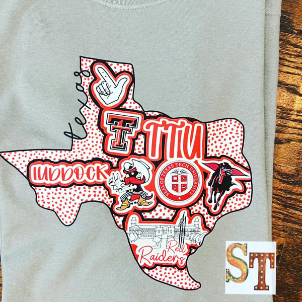 Texas Tech Outline Shirt or Sweatshirt