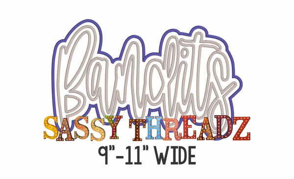 Bandits Satin Stitch Script Stacked Embroidery Download