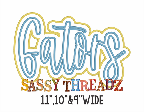Gators Satin Stitch Script Stacked Embroidery Download
