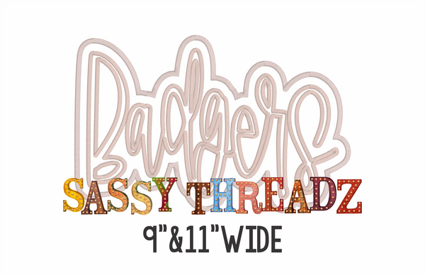 Badgers Satin Stitch Script Stacked Embroidery Download