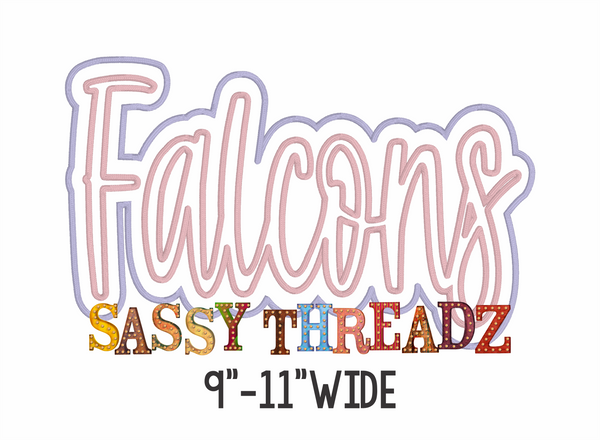 Falcons Satin Stitch Script Stacked Embroidery Download