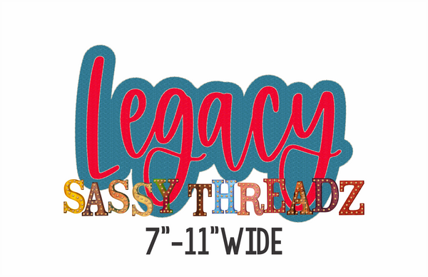 Legacy Bean Stitch Script Stacked Embroidery Download