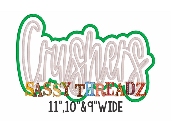 Crushers Satin Stitch Script Stacked Embroidery Download