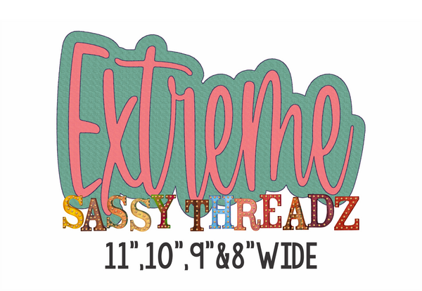 Extreme Bean Stitch Script Stacked Embroidery Download