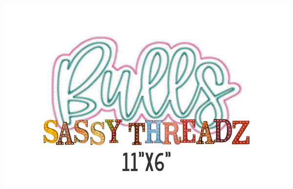 Bulls Zig Zag Script Stacked Embroidery Download - Sassy Threadz