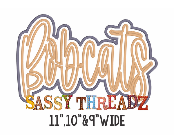 Satin Stitch Bobcats Script Double Stacked Embroidery Download