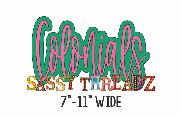 Colonials Bean Stitch Script Stacked Embroidery Download
