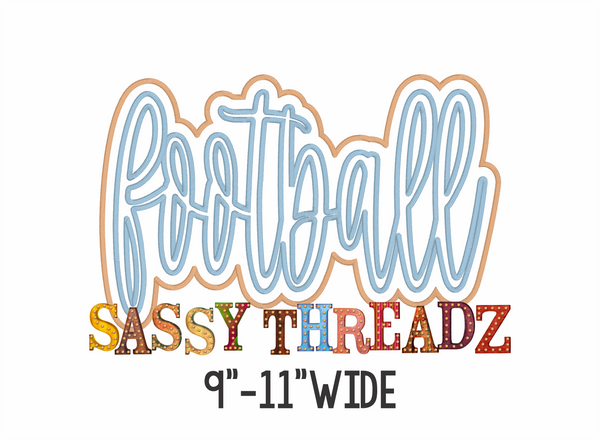 Football Satin Stitch Script Stacked Embroidery Download