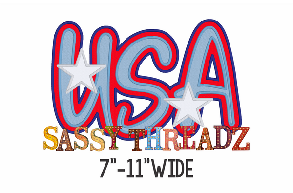 USA Satin Stitch Script Stacked Embroidery Download