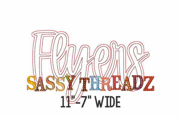 Flyers Bean Stitch Script Stacked Embroidery Download