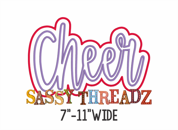Cheer Satin Stitch Script Stacked Embroidery Download