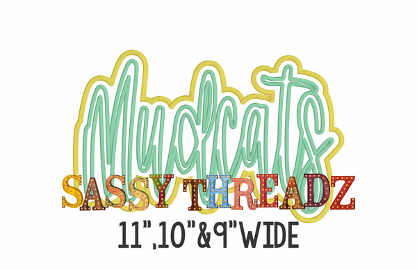 Mudcats Double Stacked Script Satin Stitch Embroidery Download - Sassy Threadz