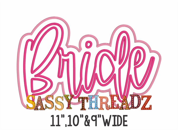 Satin Stitch Bride Double Stacked Script Embroidery Download