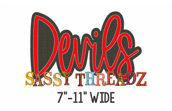 Devils Bean Stitch Script Stacked Embroidery Download